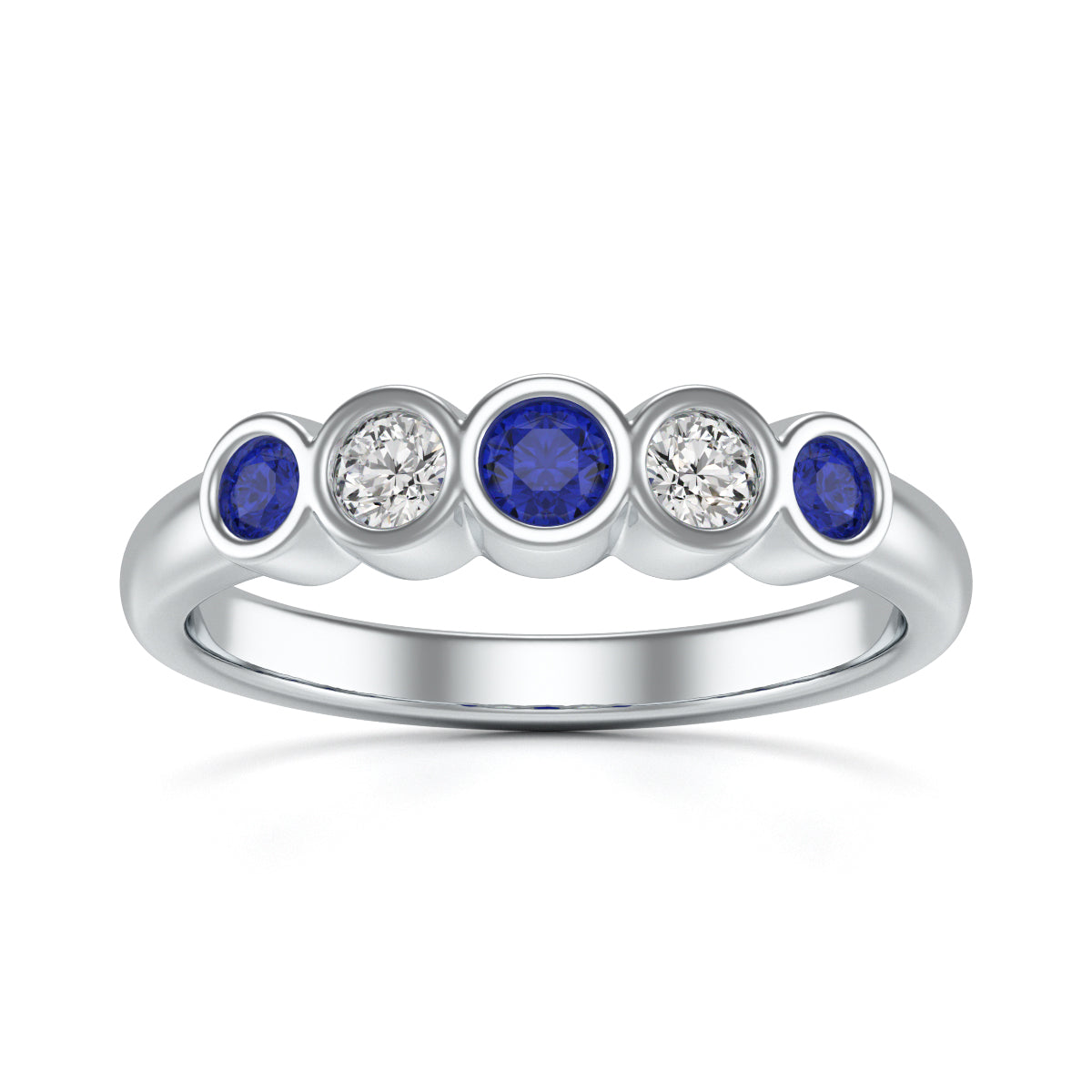 Blue Sapphire and Diamond Rubover Dress Ring