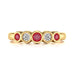 Diamond Rubover Ruby Half Eternity Ring in 18ct Gold and Platinum