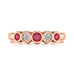Diamond Rubover Ruby Half Eternity Ring in 18ct Gold and Platinum