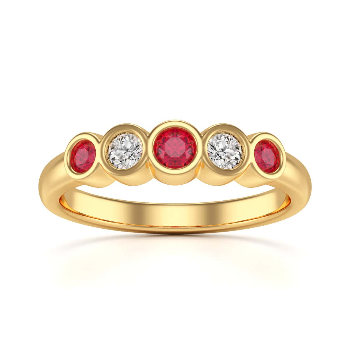 18ct Gold  Diamond Rubover ruby Half Eternity Ring