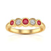 Diamond Rubover Ruby Half Eternity Ring in 18ct Gold and Platinum