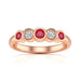 Diamond Rubover Ruby Half Eternity Ring in 18ct Gold and Platinum