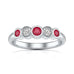 Diamond Rubover Ruby Half Eternity Ring in 18ct Gold and Platinum