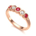 Diamond Rubover Ruby Half Eternity Ring in 18ct Gold and Platinum