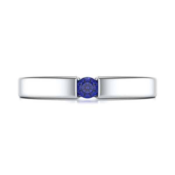 Round Shape Tension Set  Blue Sapphire Engagement Ring in 18ct Gold and Platinum
