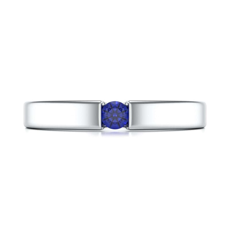 Round Shape Tension Set  Blue Sapphire Engagement Ring in 18ct Gold and Platinum