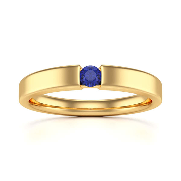 Round Shape Tension Set  Blue Sapphire Engagement Ring in 18ct Gold and Platinum