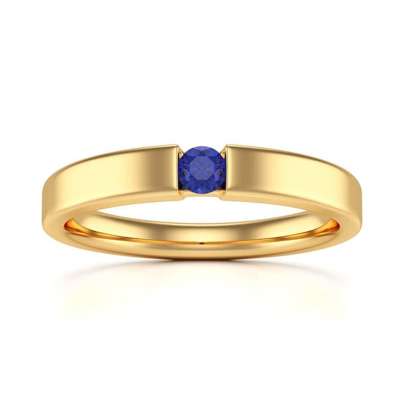 Round Shape Tension Set  Blue Sapphire Engagement Ring in 18ct Gold and Platinum