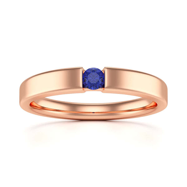 Round Shape Tension Set  Blue Sapphire Engagement Ring in 18ct Gold and Platinum