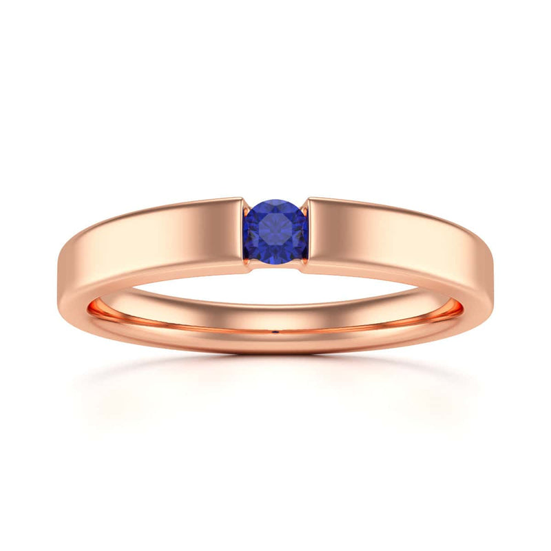 Round Shape Tension Set  Blue Sapphire Engagement Ring in 18ct Gold and Platinum