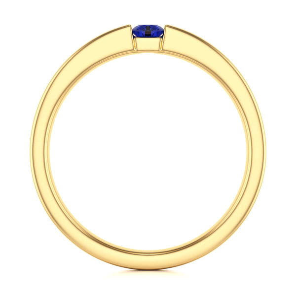 Round Shape Tension Set  Blue Sapphire Engagement Ring in 18ct Gold and Platinum