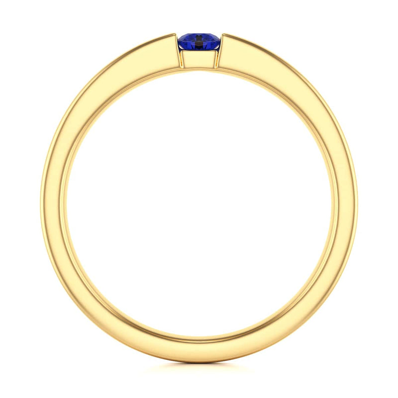 Round Shape Tension Set  Blue Sapphire Engagement Ring in 18ct Gold and Platinum