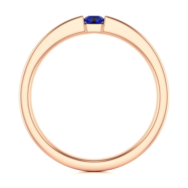 Round Shape Tension Set  Blue Sapphire Engagement Ring in 18ct Gold and Platinum