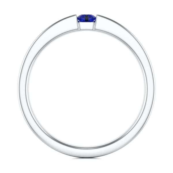 Round Shape Tension Set  Blue Sapphire Engagement Ring in 18ct Gold and Platinum