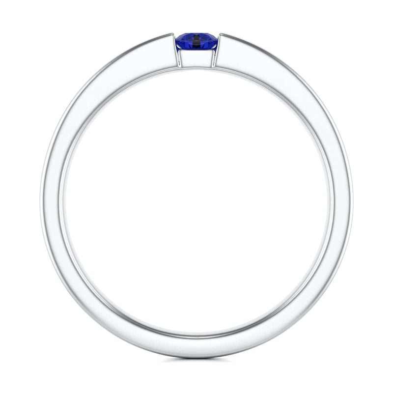 Round Shape Tension Set  Blue Sapphire Engagement Ring in 18ct Gold and Platinum