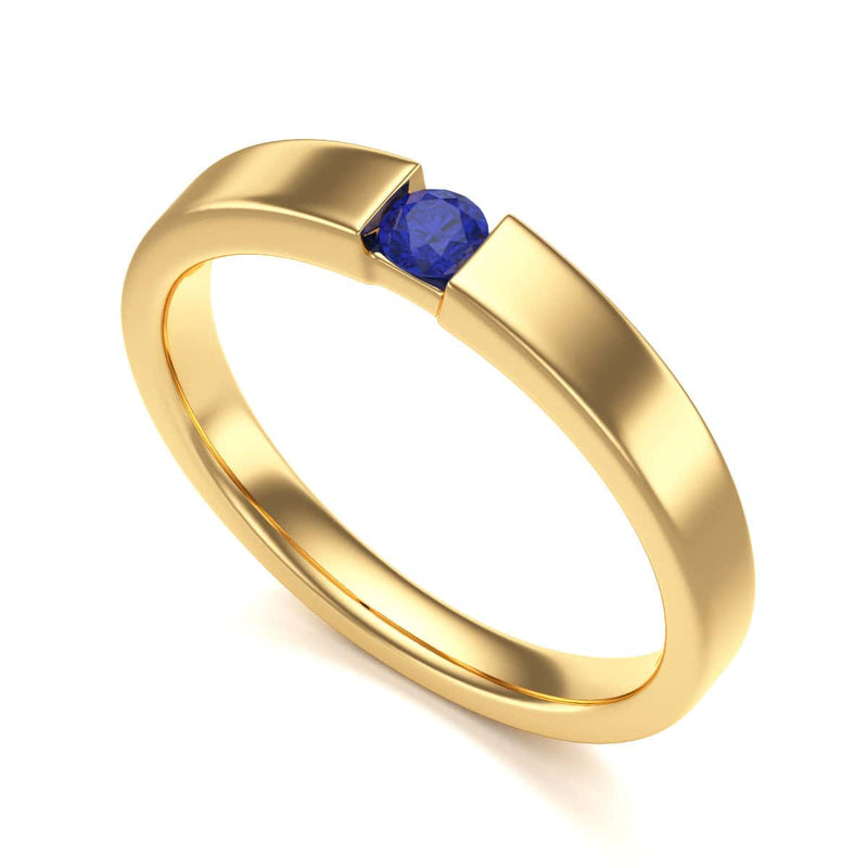 Round Shape Tension Set  Blue Sapphire Engagement Ring in 18ct Gold and Platinum