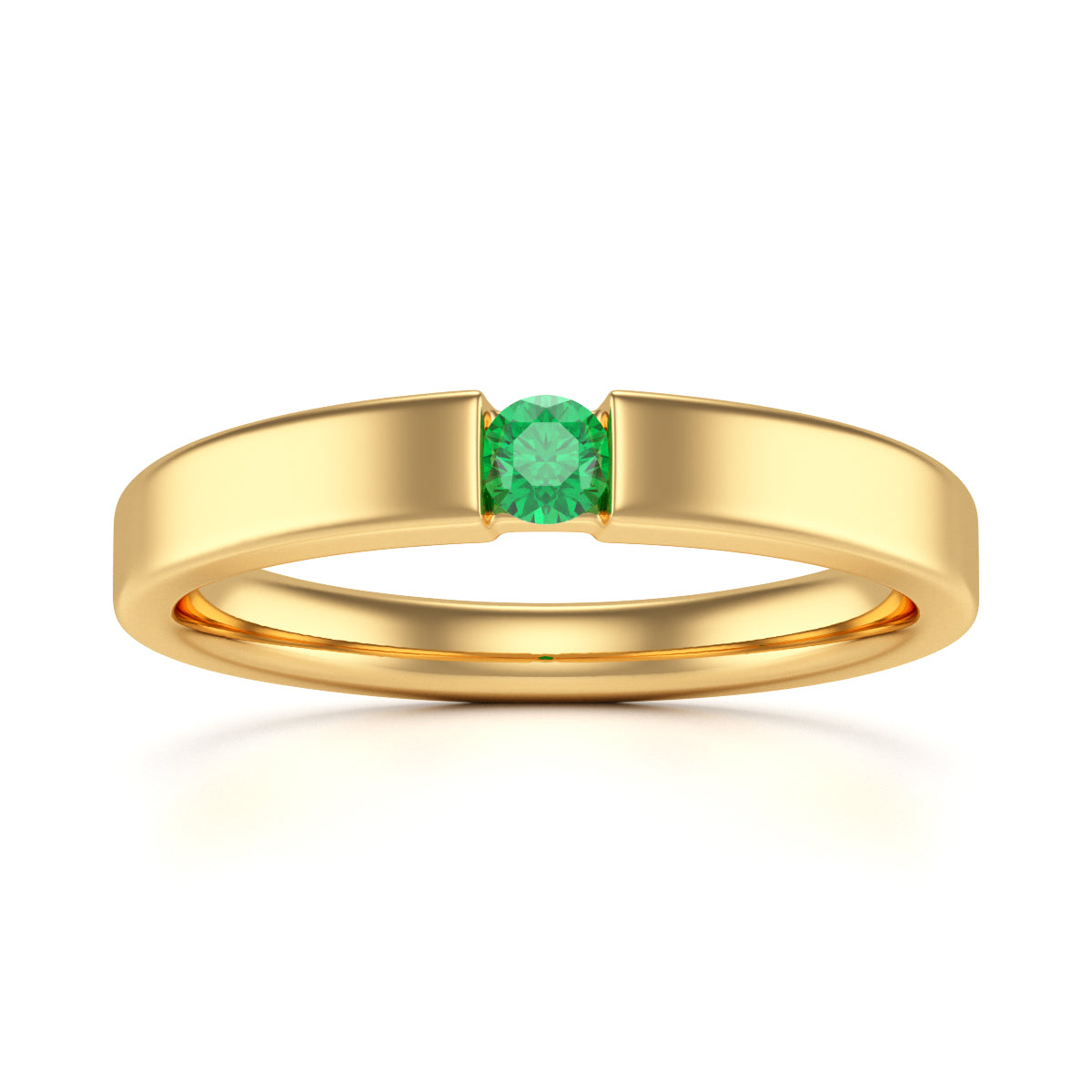 Round Emerald Tension Set Stacking Ring