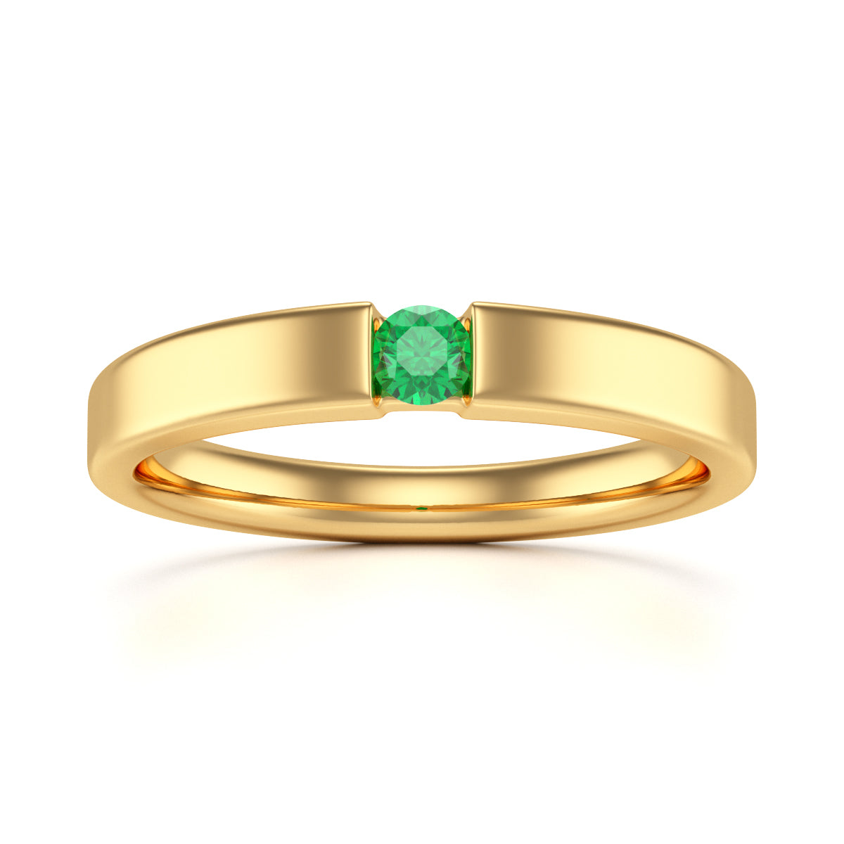 Round Emerald Tension Set Stacking Ring
