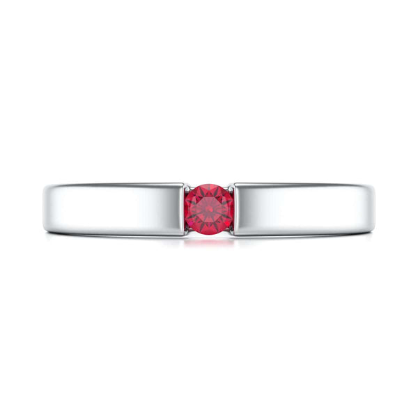 Round Shape Ruby Engagement Ring in 18ct Gold and Platinum
