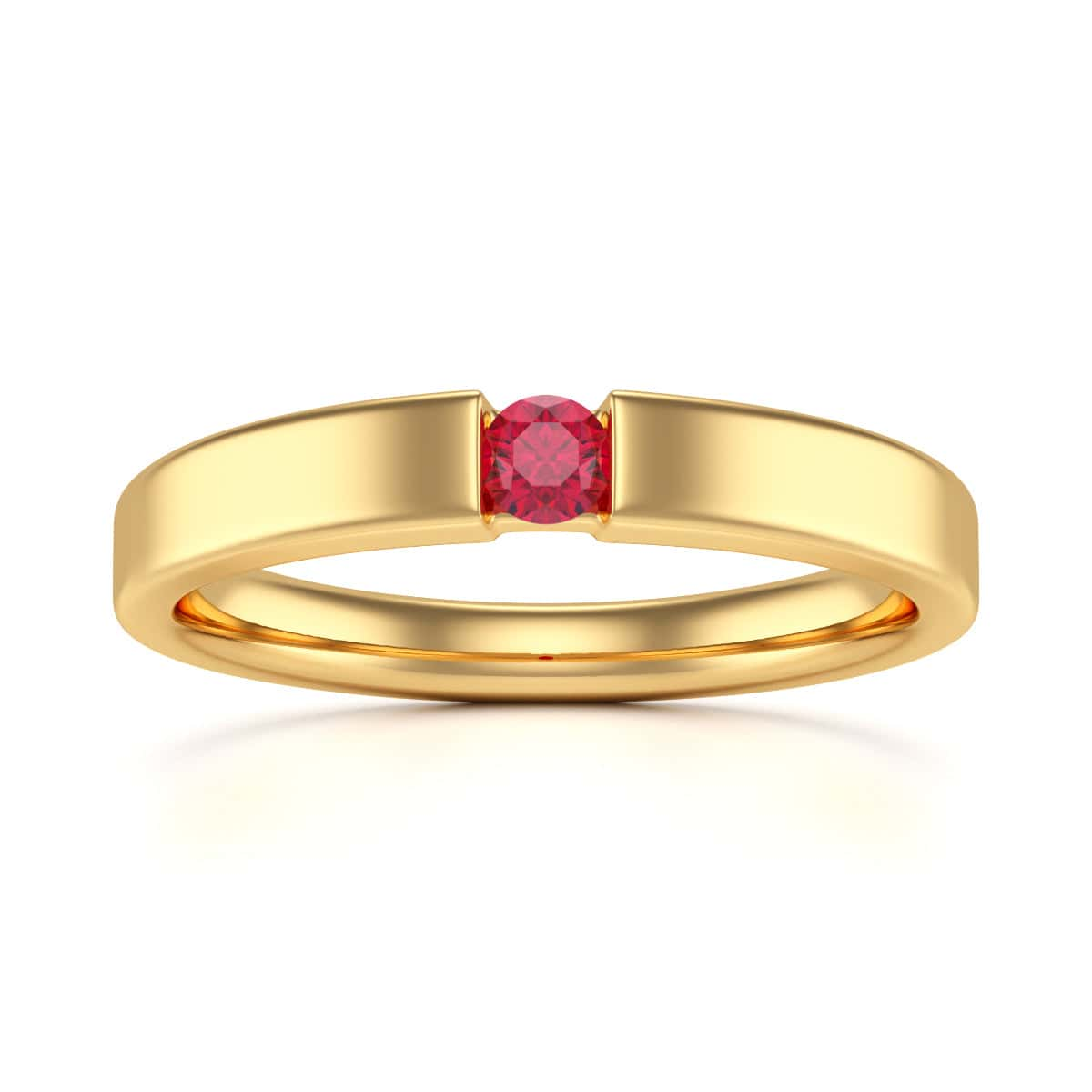 Round Ruby Tension Set Stacking Ring