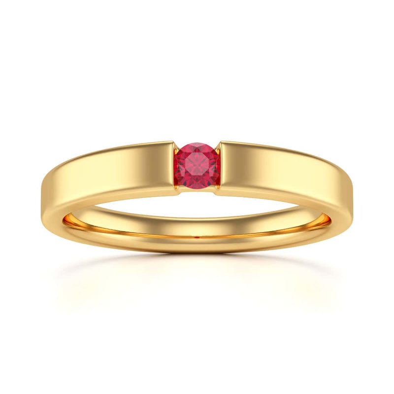 Round Shape Ruby Engagement Ring in 18ct Gold and Platinum