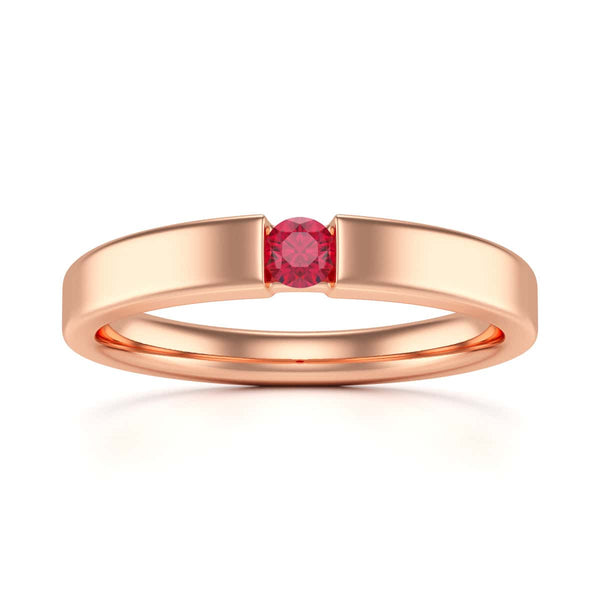 Round Shape Ruby Engagement Ring in 18ct Gold and Platinum