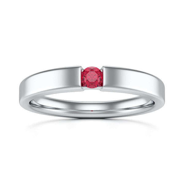 Round Shape Ruby Engagement Ring in 18ct Gold and Platinum