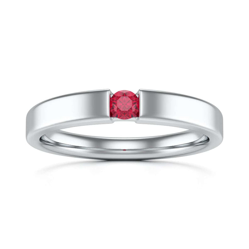 Round Shape Ruby Engagement Ring in 18ct Gold and Platinum