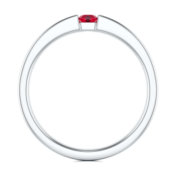 Round Shape Ruby Engagement Ring in 18ct Gold and Platinum