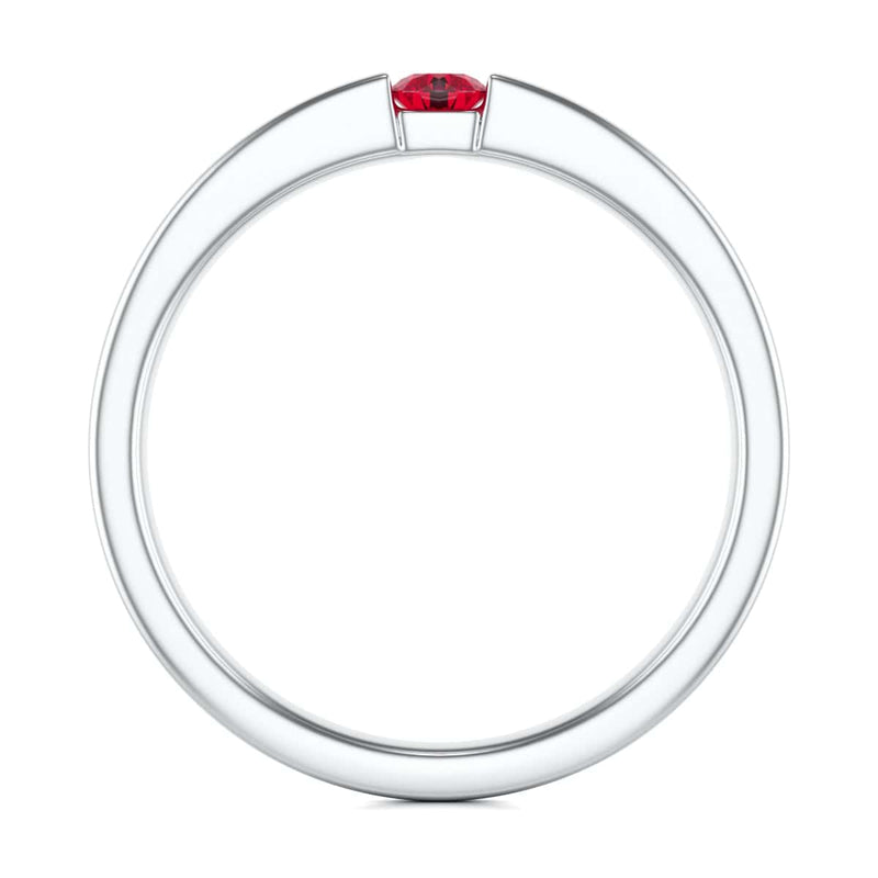 Round Shape Ruby Engagement Ring in 18ct Gold and Platinum