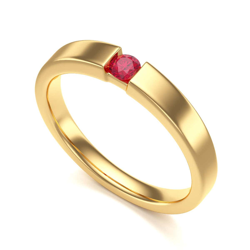 Round Shape Ruby Engagement Ring in 18ct Gold and Platinum