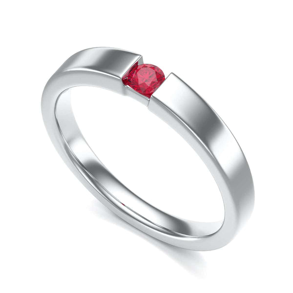 Round Shape Ruby Engagement Ring in 18ct Gold and Platinum