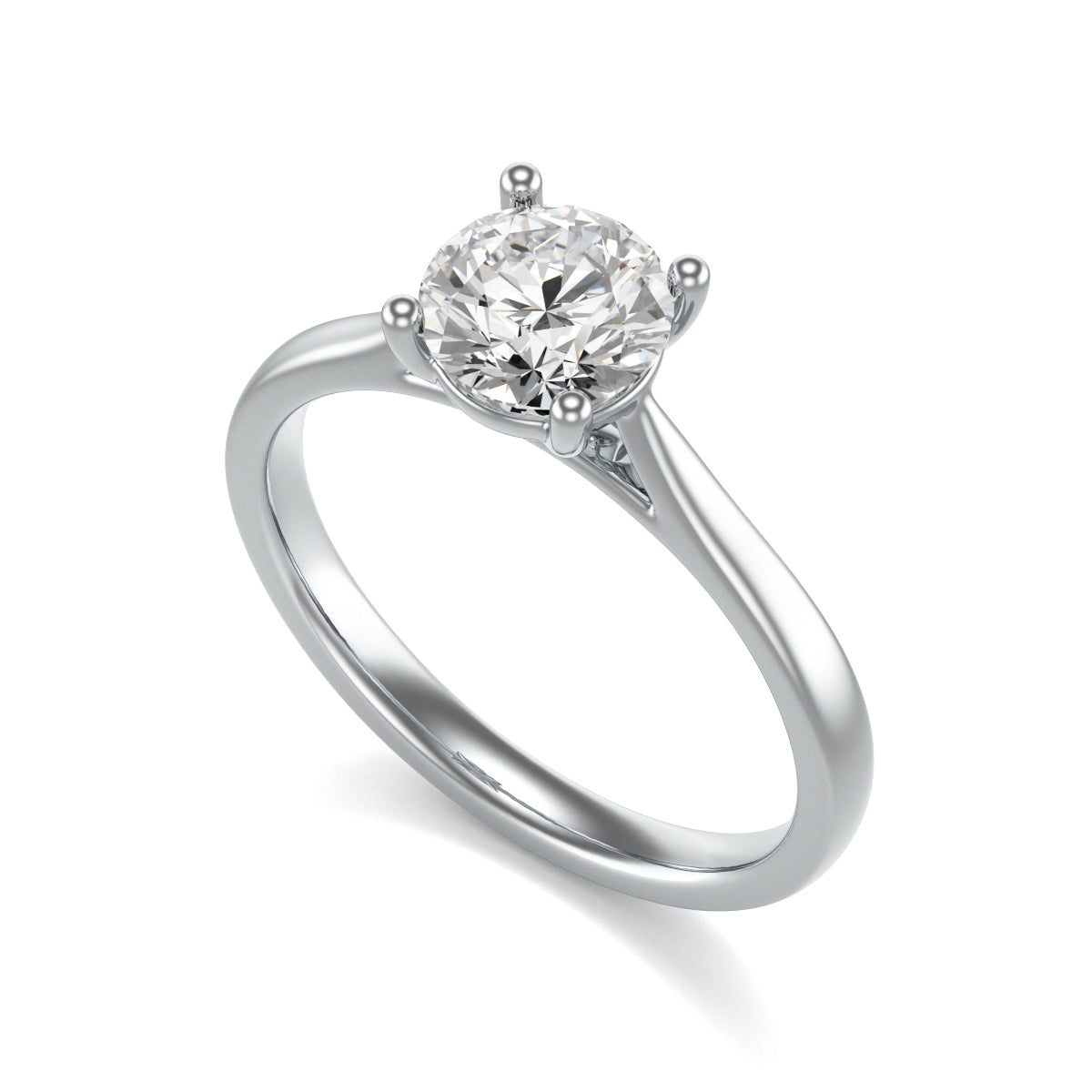 Diamond Engagement Ring- Round Four Claw Split Tapered Shank