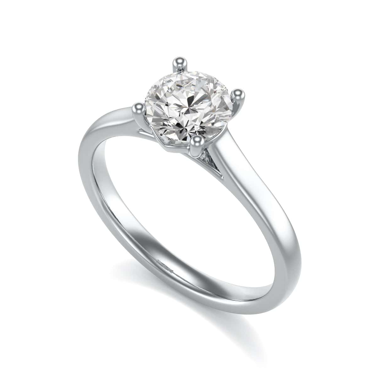 Diamond Engagement Ring- Round Four Claw Bar Split Parallel Shank