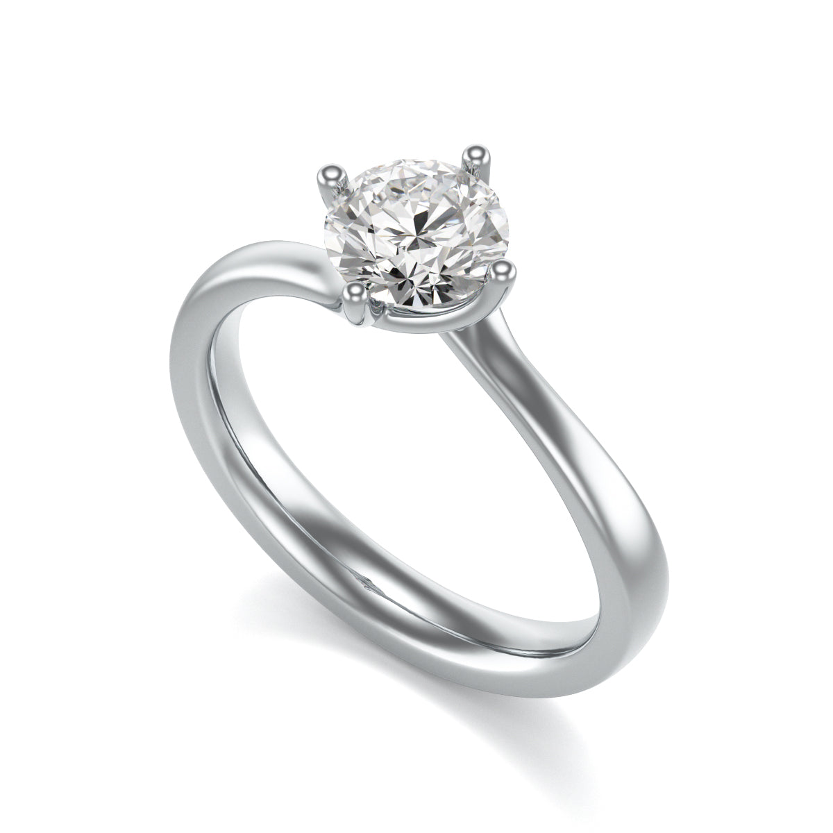 Diamond Engagement Ring- Round Four Claw Twist