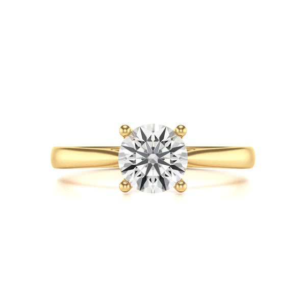Diamond Engagement Ring- Round 4 Claw Open Front Split Tapered Shank