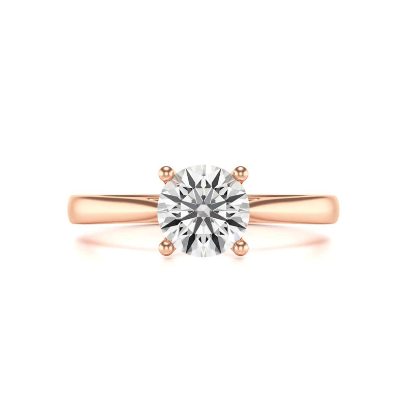 Diamond Engagement Ring- Round 4 Claw Open Front Split Tapered Shank