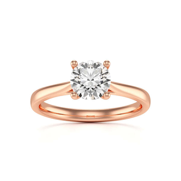 Diamond Engagement Ring- Round 4 Claw Open Front Split Tapered Shank