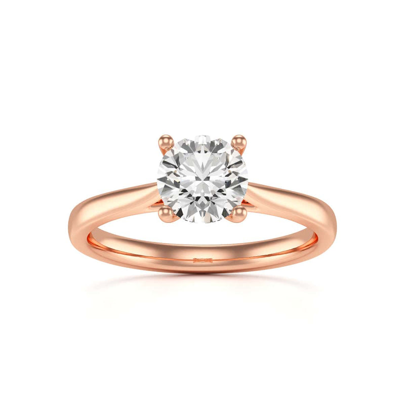 Diamond Engagement Ring- Round 4 Claw Open Front Split Tapered Shank