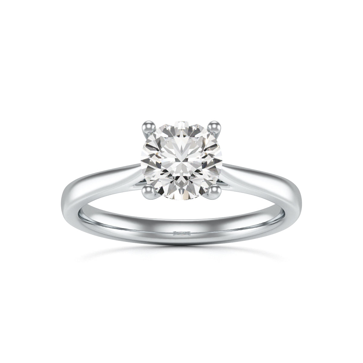 Diamond Engagement Ring- Round 4 Claw Open Front Split Tapered Shank