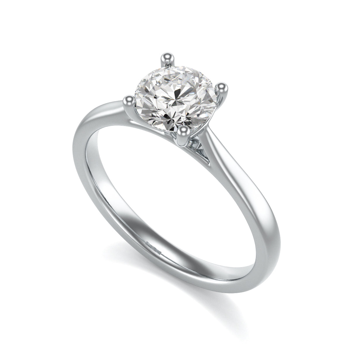 Diamond Engagement Ring- Round 4 Claw Open Front Split Tapered Shank