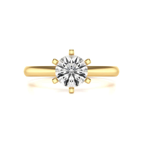 Round Brilliant Cut Centre Stone, Six Claw, Tapered Shank, Diamond Engagement Ring