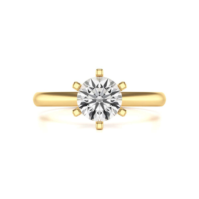 Round Brilliant Cut Centre Stone, Six Claw, Tapered Shank, Diamond Engagement Ring