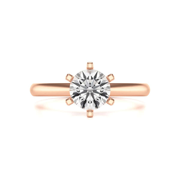 Round Brilliant Cut Centre Stone, Six Claw, Tapered Shank, Diamond Engagement Ring