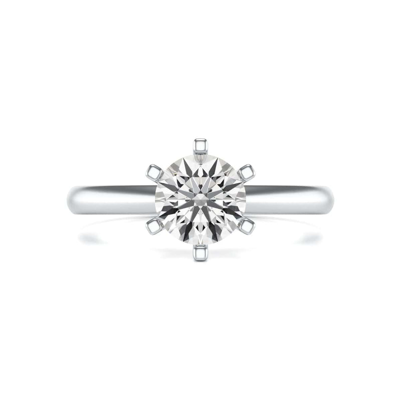 Round Brilliant Cut Centre Stone, Six Claw, Tapered Shank, Diamond Engagement Ring