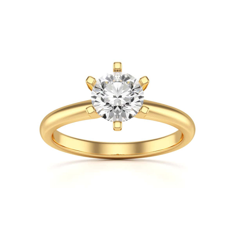 Round Brilliant Cut Centre Stone, Six Claw, Tapered Shank, Diamond Engagement Ring