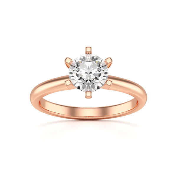 Round Brilliant Cut Centre Stone, Six Claw, Tapered Shank, Diamond Engagement Ring