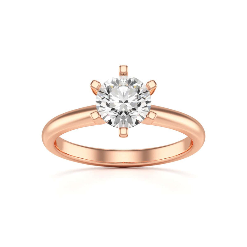 Round Brilliant Cut Centre Stone, Six Claw, Tapered Shank, Diamond Engagement Ring