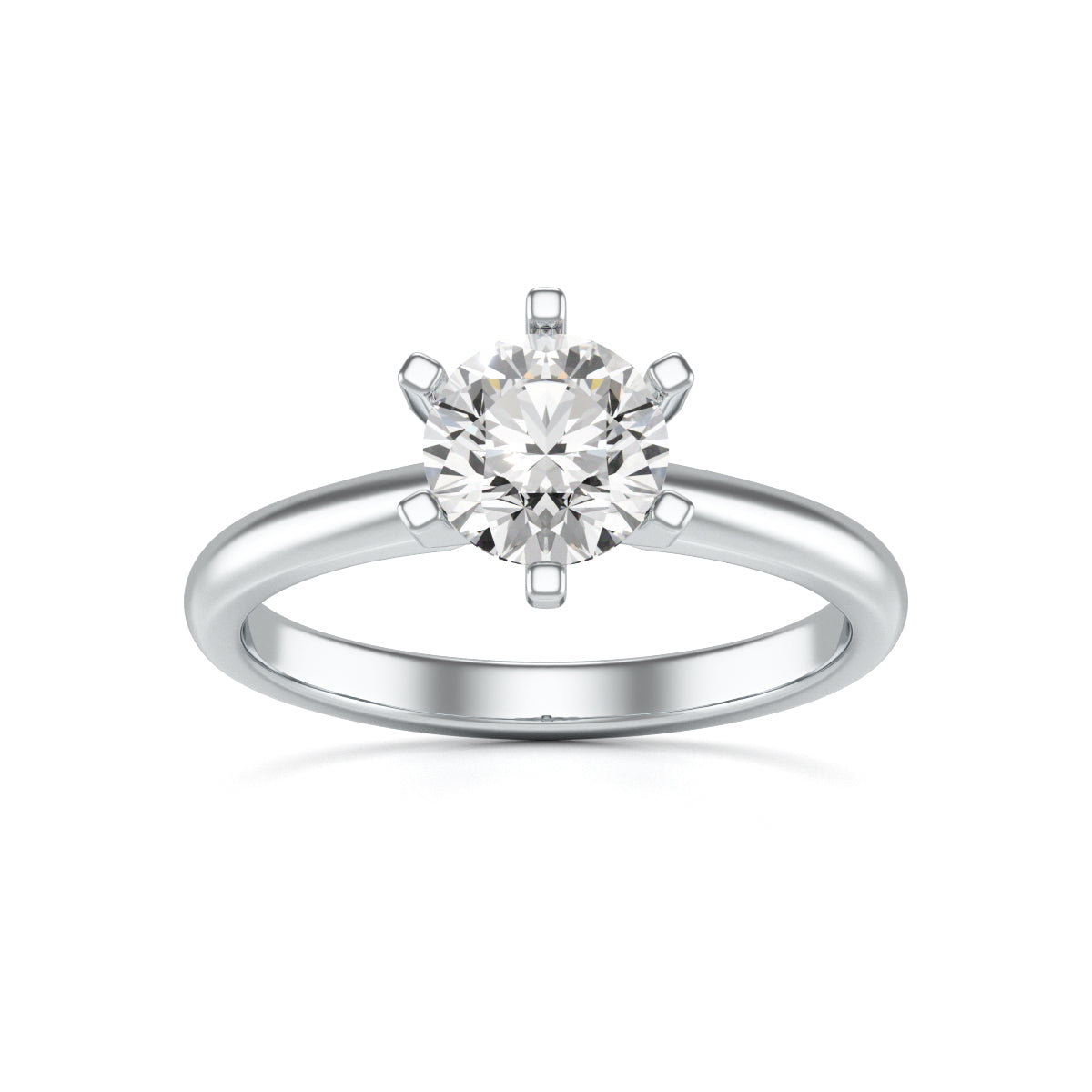 Round Brilliant Cut Centre Stone, Six Claw, Tapered Shank, Diamond Engagement Ring