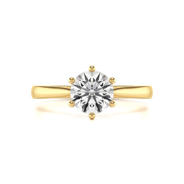 Diamond Engagement Ring- Round Six Claw Tapered Shank